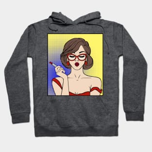 Woman in Red Comic Hoodie